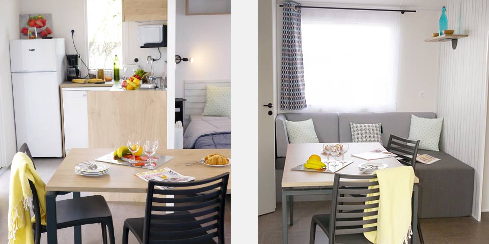 ARCHIPEL-Reihe : Mobilheim, 12/14 Personen, 3+3 Schlafzimmer, überdachte Holzterrasse image 3