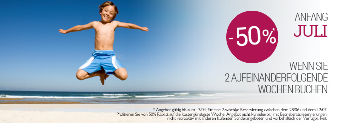 Unsere angebote Anfang Juli, 50% Rabatt auf die kostengünstigste Woche